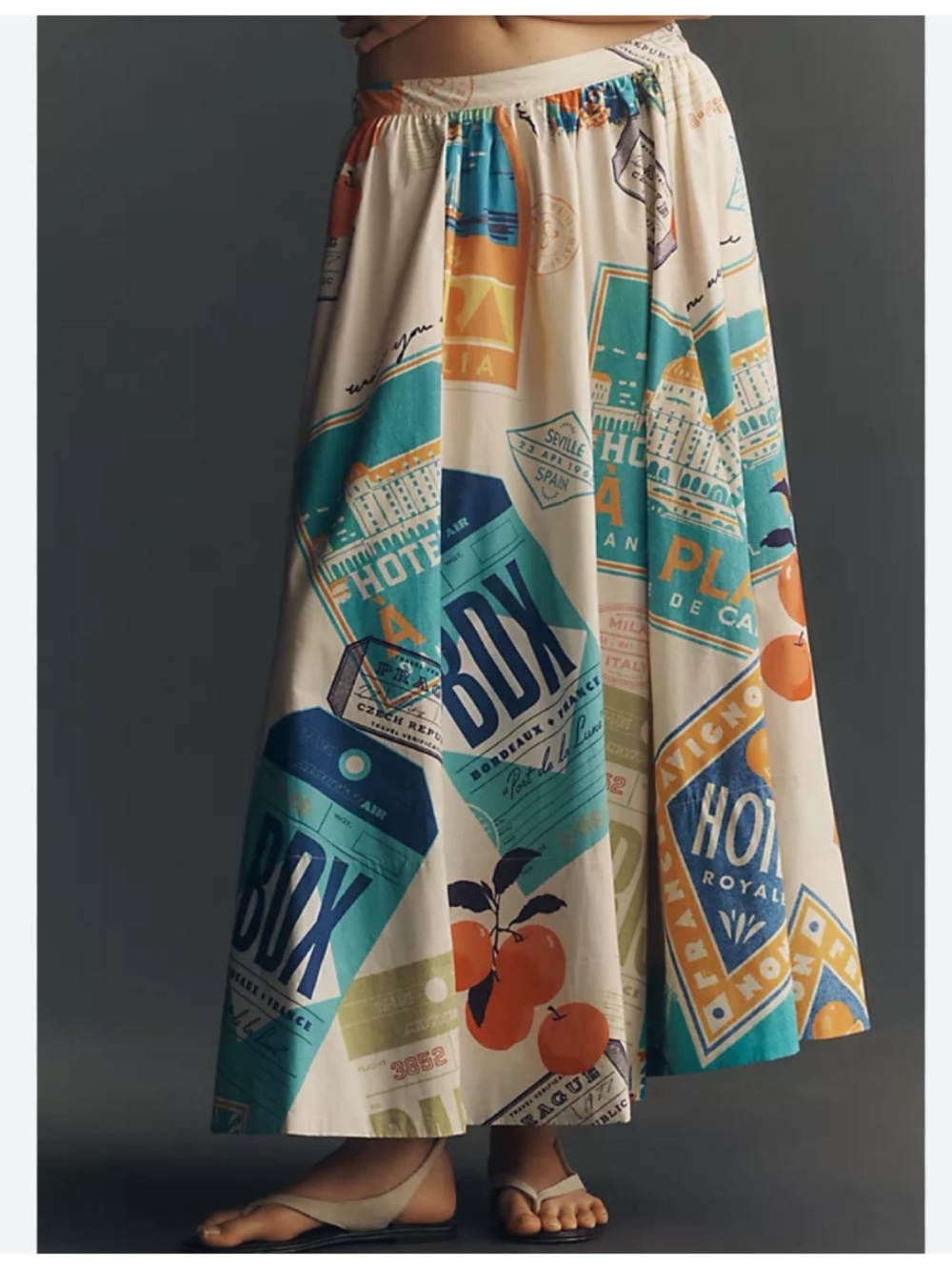 NWT Anthro  Maeve + Sarah Cliff  Jacie Poplin Printed Maxi Skirt